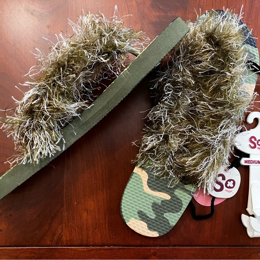 Size M, Camouflage Flip Flops - FunFur, Handmade, Women's